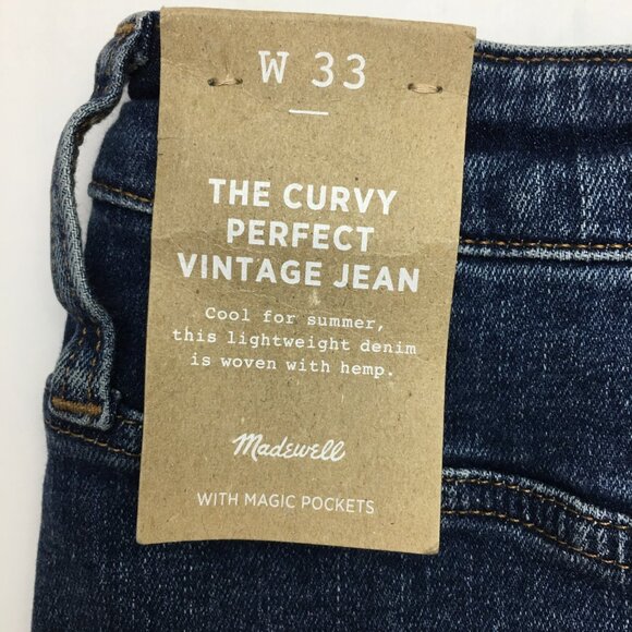 NEW Madewell Jeans The Curvy Perfect Vintage Jean Straight Leg size 33 x 29 - Picture 3 of 10